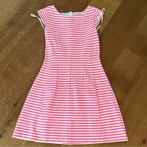 Flattering Lilly Pulitzer Briella Ponte Fit & Flare Dress Hot Pink and White M